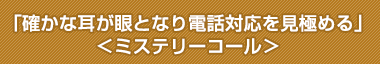 「確かな耳が眼となり電話対応を見極める」＜ミステリーコール＞